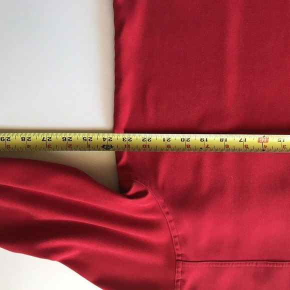 Real Clothes Saks Fifth Avenue SzL Red Button Down Long Sleeve Poly/Spandex - Picture 7 of 10